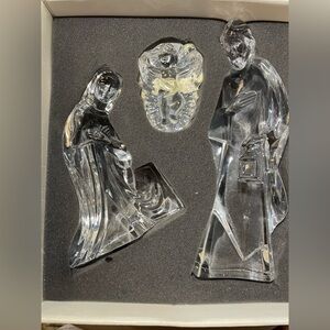 Mikasa Crystal Nativity Set 3-Piece Clear Glass Christmas Décor w/ Box